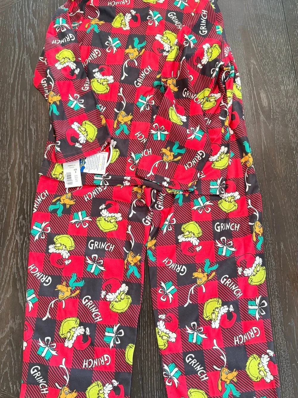 Dr. Seuss Grinch Red Plaid Kids Pajama Set